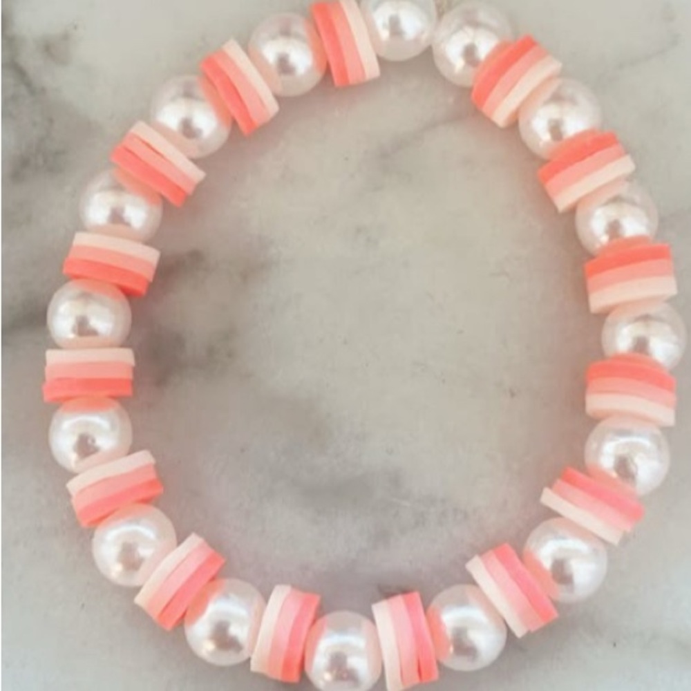 Elegant Pink and White Beaded Bracelet Set